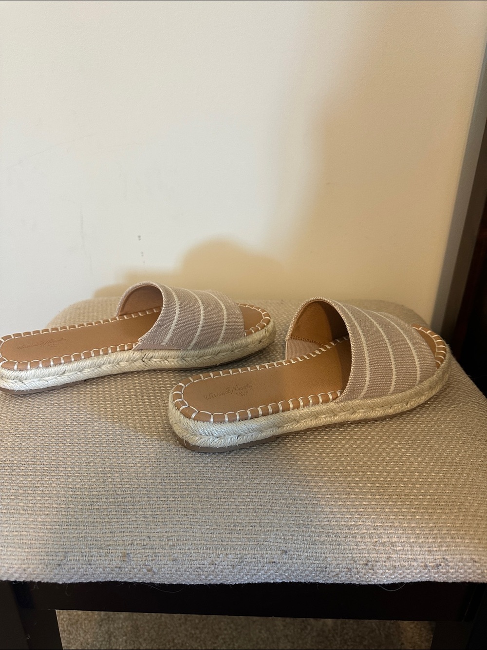 Universal Thread Beige Stripe Espadrille Slide Sandals - Picture 4 of 4